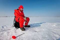 How deep is an ice fishing hole?