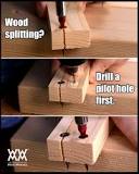 How do you keep wood from splitting when drilling?