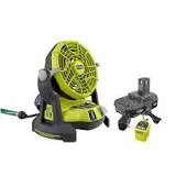 How much water does the Ryobi misting fan use?