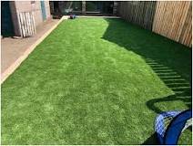 Should artificial grass be level to patio?