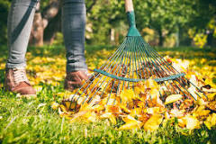 What is the fastest way to rake leaves?