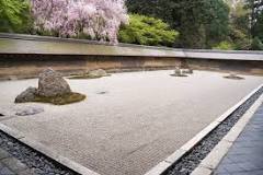 What kind of rock is used in a Zen garden?
